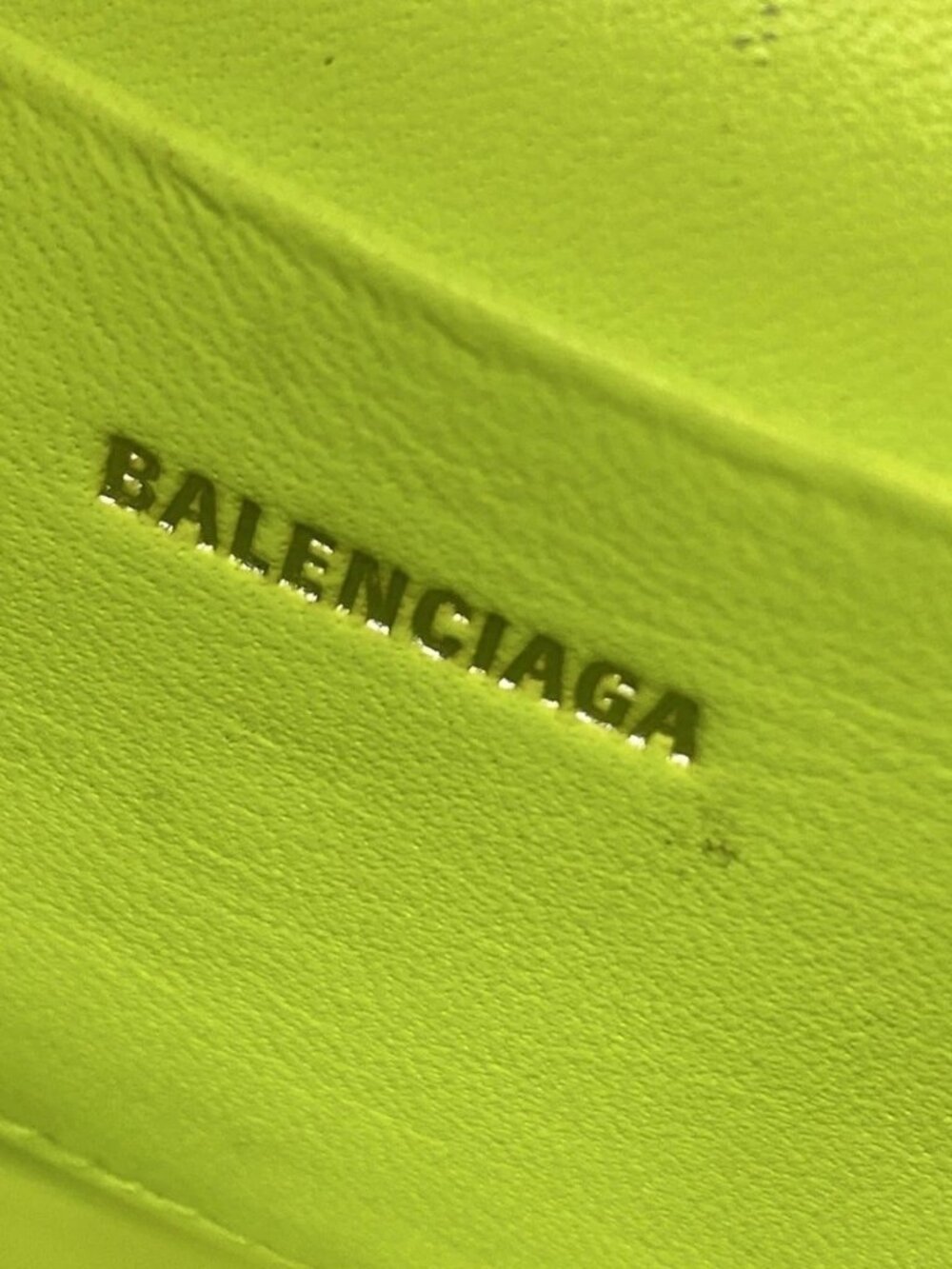 BALENCIAGA Hour Glass 637372 Yellow Green Leather Handbag - Picture 7 of 15